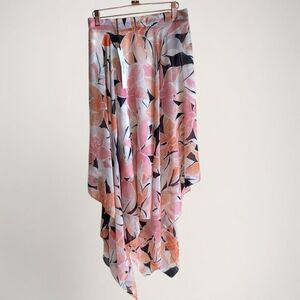 NWT Zoey & Leelo Asymmetrical Maxi Skirt Size XL Floral Chiffon Cottage Romantic
